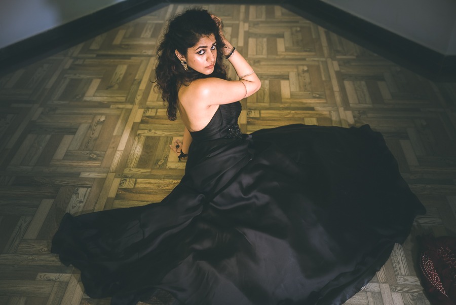 Black ballroom gown satyabhama pinkpeppercorn mythic fashion krishna